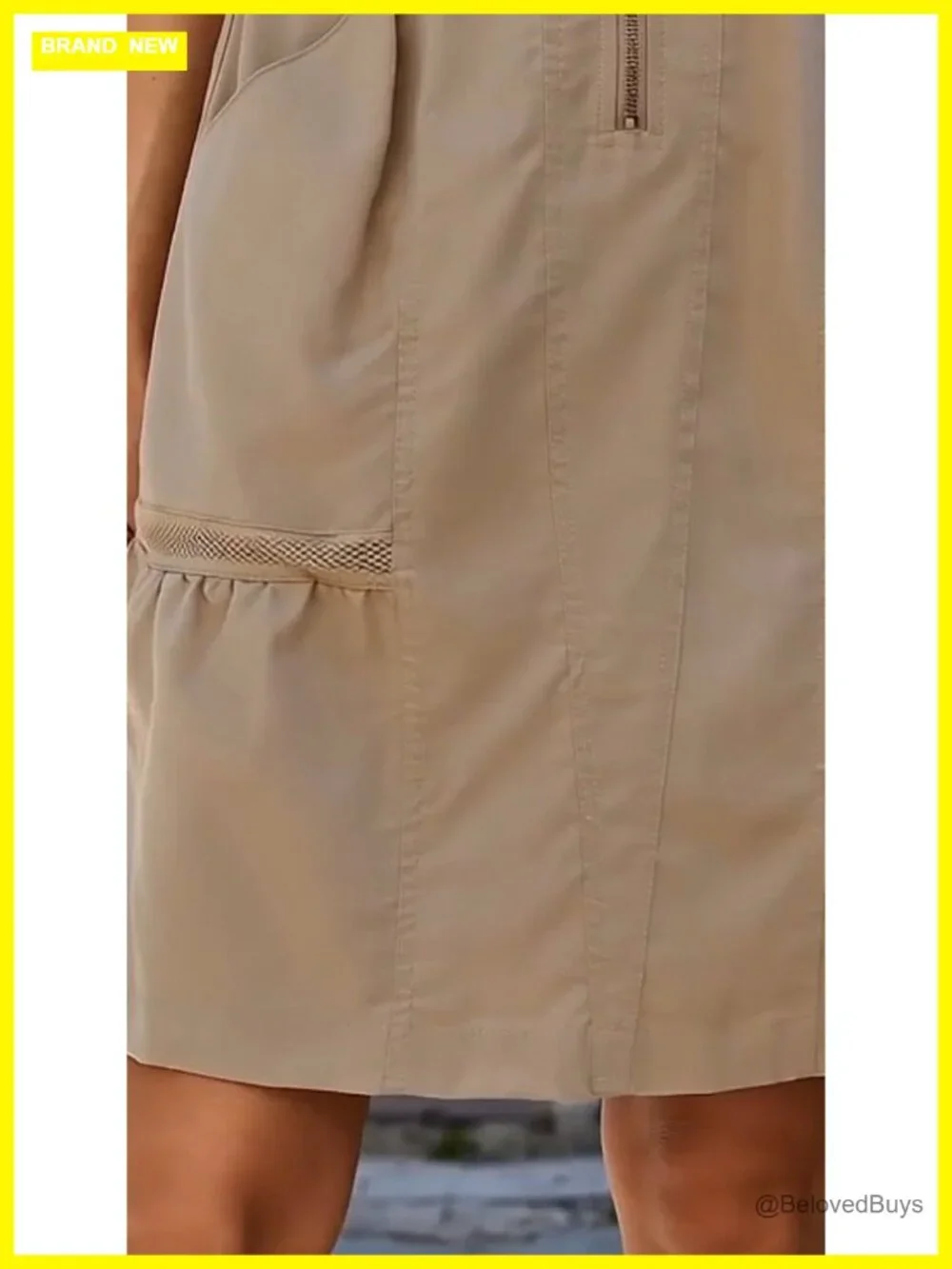 Sleeveless Tank Dress with Half Zip, V Neck, Mesh Back, Side Pockets, Loose Fit